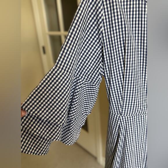 Calvin Klein Gingham Cotton Wrap Dress Navy and White Women’s size 12 - Picture 3 of 6